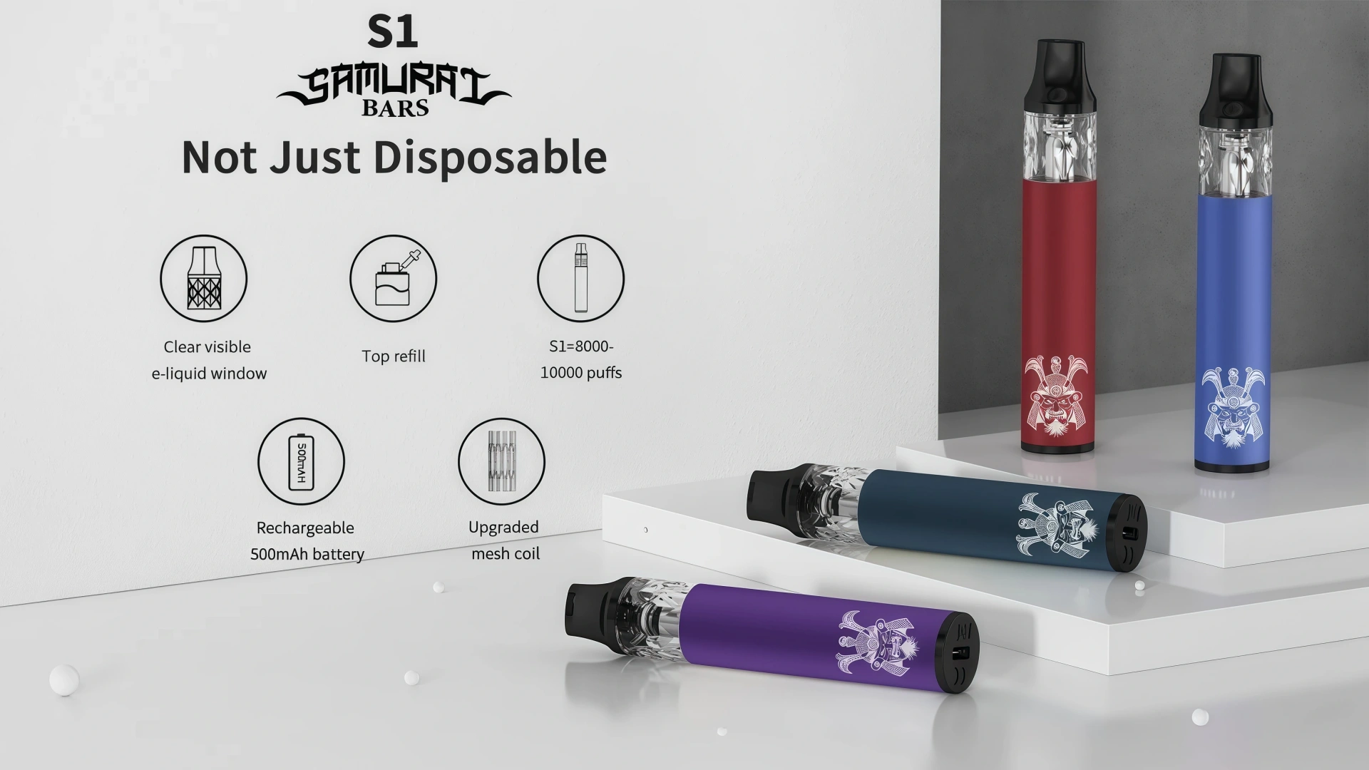 SAMURAI S1 BARS 將軍 可注油一次性小煙主機