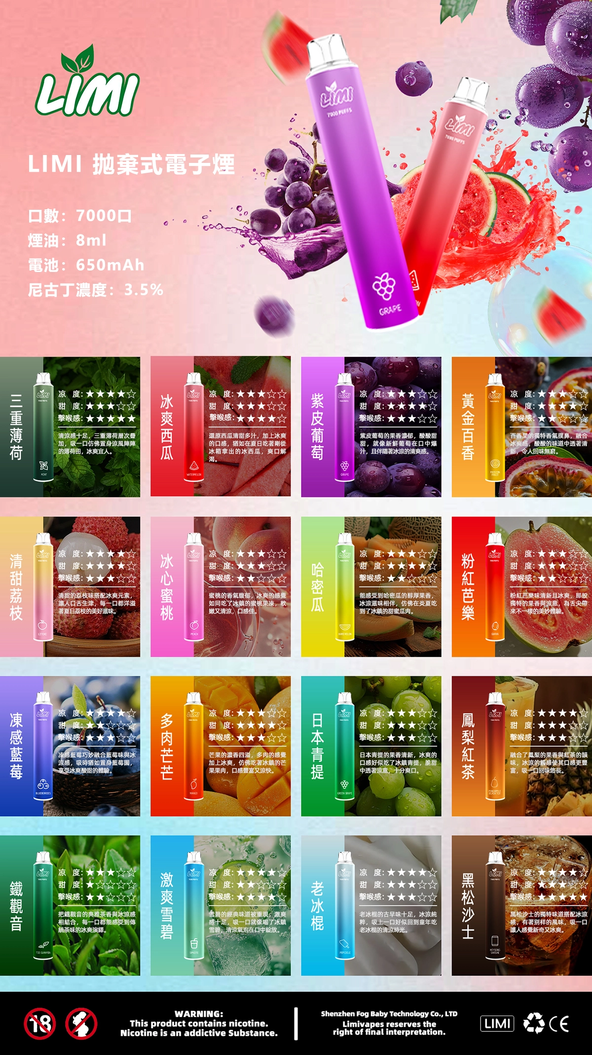 LIMI 7000 Puffs 一次性電子菸 - 霧森坊 LIMI 7000 Puffs 一次性電子煙 - 霧森坊